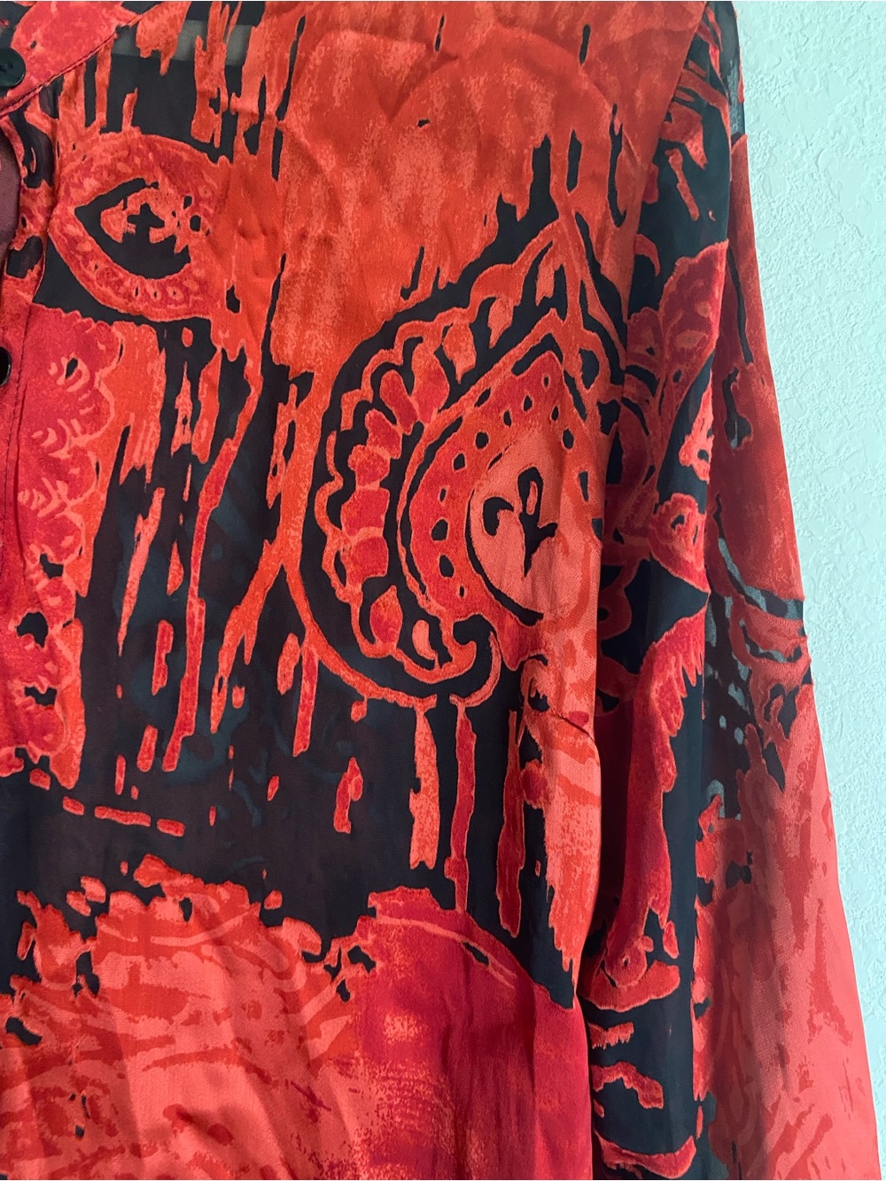 Vintage Y2K Burnout Vampy Sultry Silk Blend Grunge Edgy Blouse - Picture 7 of 10